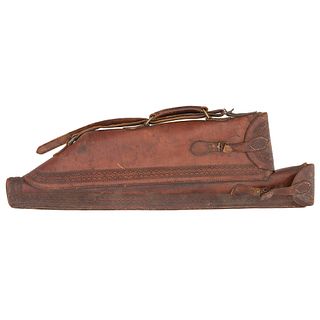 Hand-Tooled Leather Case For Double- Barrel Shotgun