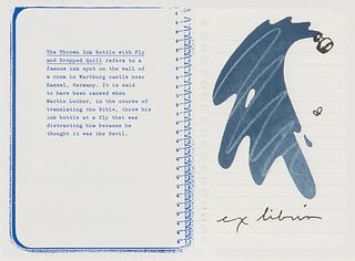 Claes Oldenburg
(American, b. 1929)
Untitled, Ex Libris for Printed Matter, Thrown Ink Bottle With Fly, 1991