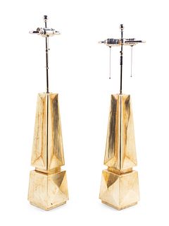 Modernist
20th Century
Pair of Silvered Table Lamps