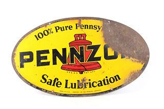 100% Pure Pennsylvania Pennzoil Sign c. Mid 1900's