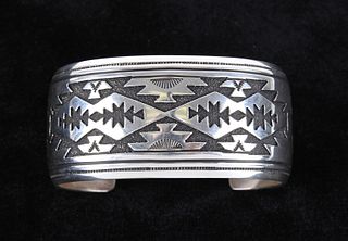 Navajo T&R Singer Large Sterling Silver Bracelet