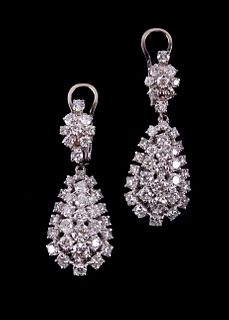 Vintage Estate 3.65ct Diamond 14K Dangle Earrings