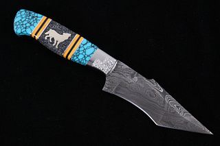 Navajo Dave Yellowhorse Turquoise Wolf Knife