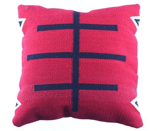 Doble Cruces Rojo Churro Wool Pillow by Luis Lazo