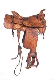 Brahma Tex Tan Ornate Texas Western Saddle