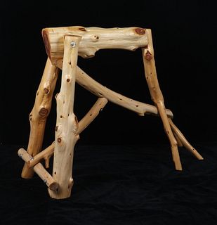 Unique Rustic Pine Log Saddle Stand