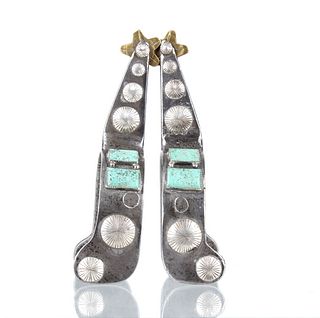 Mid 1900's Silver & Cripple Creek Turquoise Spurs