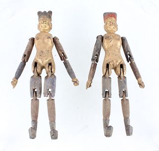 Chinese Qing Dynasty Male & Female Doctor Dolls