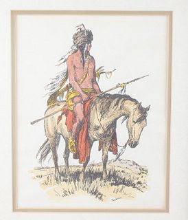 Original Jackson Buffalo Hunter Pen & Ink Painting