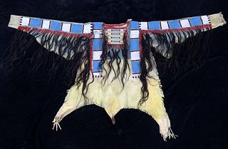 Sioux Beaded Hide War Shirt w/ Horsehair Fringe