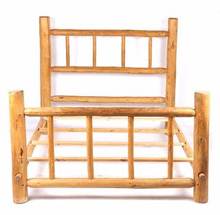Rustic Pine Log Queen Size Bed Frame