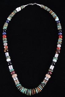 Navajo TR Singer Royston Turquoise Silver Necklace