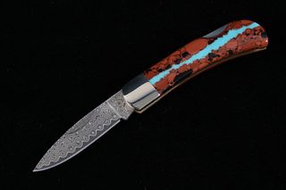 Vein Turquoise & Raindrop Damascus Knife