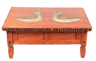Thomas Molesworth Style Carved Rainbow Trout Table