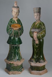Chinese, Early Antique Sancai Glazed Court Figures