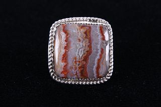 Navajo Crazy Lace Agate Ring by Charlie Chee Bowie
