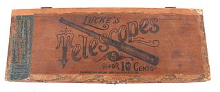 Wooden Lucke's Telescope Cigar Box 1896