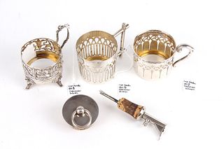 German Silver Cup Holders & Bottle Stoppers