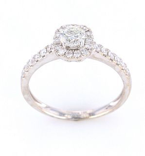 Graceful Halo Bezel Diamond 18K Gold Ring
