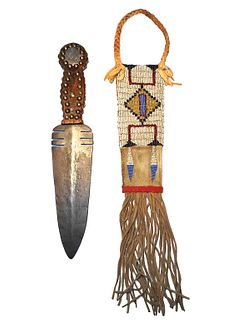 Sioux Dag Knife (Marked IS) W/ Beaded Sheath