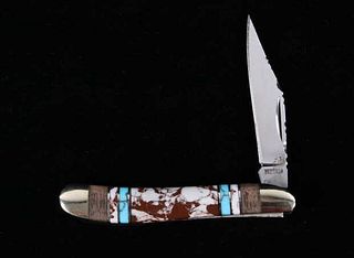 Navajo White Buffalo & Turquoise Buffalo Knife