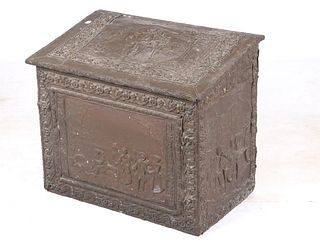 19th Century Copper Clad Embossed Coal Box