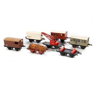 O Gauge Hornby (7) 4 Wheel Goods Wagons with Metal Wheels