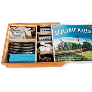 O gauge ETS Czech tinplate train set in wood box with D&RG 172 2-6-0 Loco & Tender w/ Baggage and 2 Passenger Cars, Track & K-Line Transformer