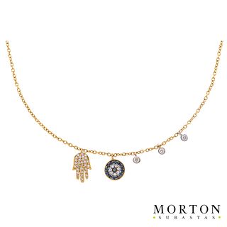 SAPPHIRES AND DIAMONDS CHOKER. 18K YELLOW AND WHITE GOLD. MEIRA T