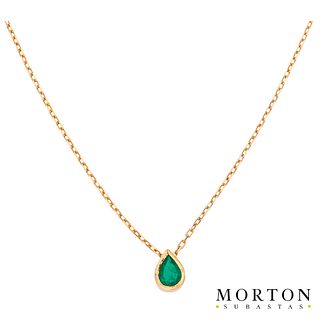 NECKLACE AND PENDANT WITH EMERALD. 18K YELLOW GOLD