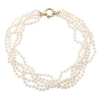 A Multi Strand Freshwater Pearl Necklace in 14K