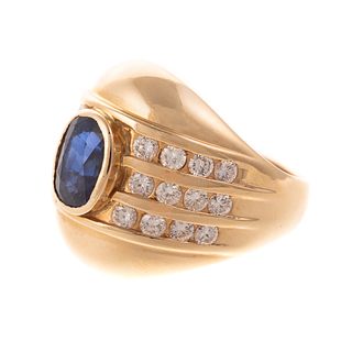 A Domed 2.00ct Sapphire & Diamond Ring in 14K