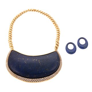 An Impressive Lapis Lazuli & Diamond Necklace