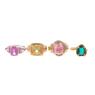 A Collection of Fashion Gemstone Rings in Gold