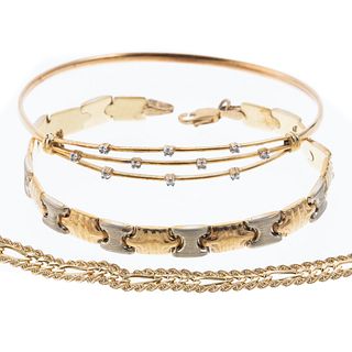 Two Link Bracelets & Bangle in 10K Yellow Gold