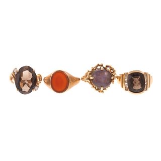 A Group of Large Fashion Gemstone Rings in Gold