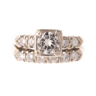 A Diamond Wedding Ring Set in 14K