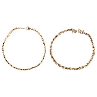 A Pair of Bracelets in 14K Yellow Gold