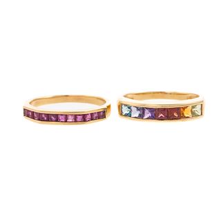 A Pair of Gemstone Bands in 18K