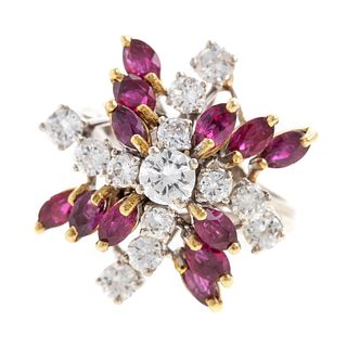 A Ruby and Diamond Pinwheel Ring in 18K