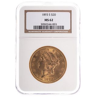 1893-S $20 Liberty Double Eagle NGC MS62
