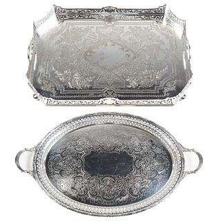 Two Impressive Silver Plated Serving Trays