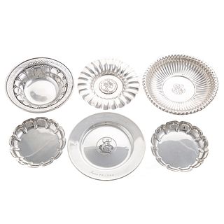 Six Small Sterling Silver Dishes