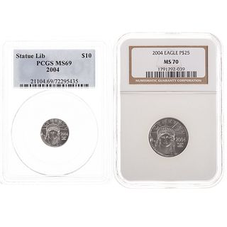 2004 Platinum $10 (PCGS 69) & $25 (NGC MS70)