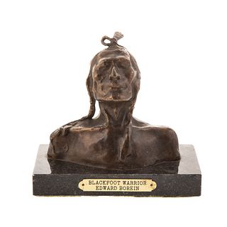 After Edward Borein, Blackfoot Warrior Bronze Bust