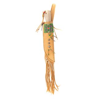 Plains Indian Knife with Beaded Leather Sheath