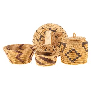 Four Papago Woven Baskets