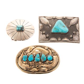 A Trio of Starling Turquoise Belt Buckles