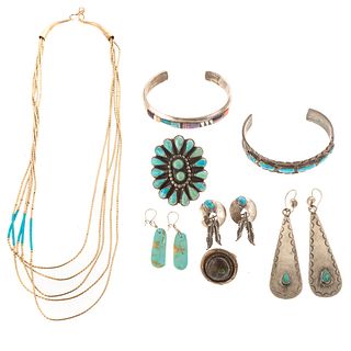 A Group of Turquoise Native American Jewelry