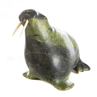 Inuit Carved Green Stone Walrus